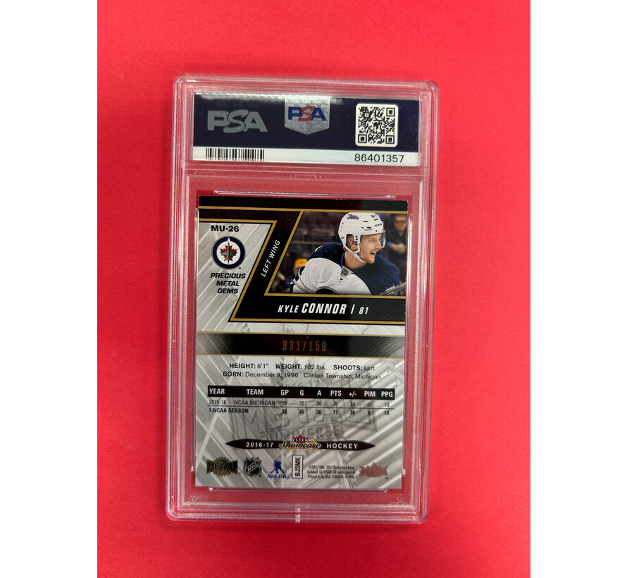 2016 FLEER SHOWCASE KYLE CONNOR METAL UNIVERSE RED /150 ROOKIE PSA GRADED 8