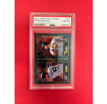 TOPPS 2011 TOPPS CHROME TRADED ICHIRO/ PUJOLS ROOKIE PSA GRADED 8