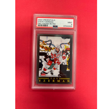 UPPER DECK 2022-23 UPPER DECK CREDENTIALS STEVE YZERMAN PRO VISIONS RETRO PSA GRADED 9