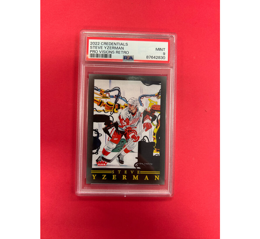 2022-23 UPPER DECK CREDENTIALS STEVE YZERMAN PRO VISIONS RETRO PSA GRADED 9