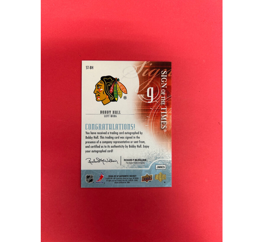 2008-09 SP AUTHENTIC BOBBY HULL SIGN OF THE TIMES