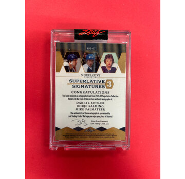 IN THE GAME 2020-21 IN THE GAME SUPERLATIVE SITTLER / SALMING / PALMATEER SIGNATURES 3 /4