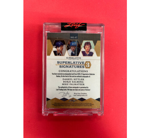 IN THE GAME 2020-21 IN THE GAME SUPERLATIVE SITTLER / SALMING / PALMATEER SIGNATURES 3 /4