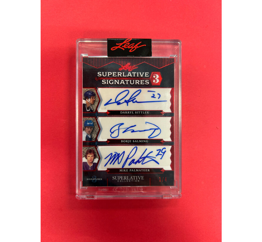 2020-21 IN THE GAME SUPERLATIVE SITTLER / SALMING / PALMATEER SIGNATURES 3 /4