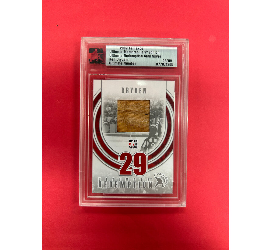 2009 IN THE GAME KEN DRYDEN REDEMPTION CARD SILVER PATCH /9