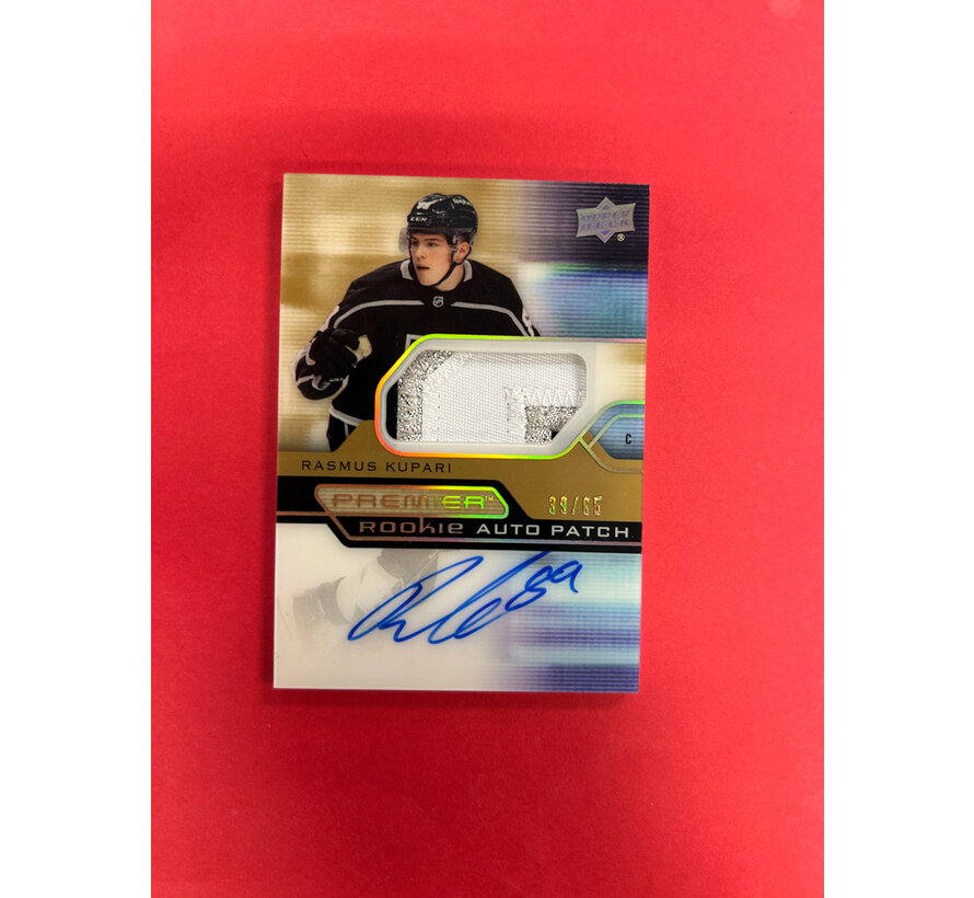 2021-22 UPPER DECK PREMIER RASMUS KUPARI ROOKIE AUTO PATCH GOLD /65