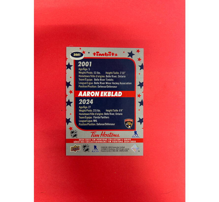 2024-25 UPPER DECK TIM HORTONS AARON EKBLAD TIMBITS  SP