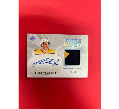 UPPER DECK 2021-22 SP AUTHENTIC PHILIP TOMASINO FUTURE WATCH AUTO PATCH RETRO /99 JERSEY NUMBERED