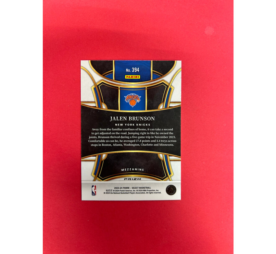 2023-24 PANINI SELECT JALEN BRUNSON MAZZANNE ZEBRA PRINT SSP