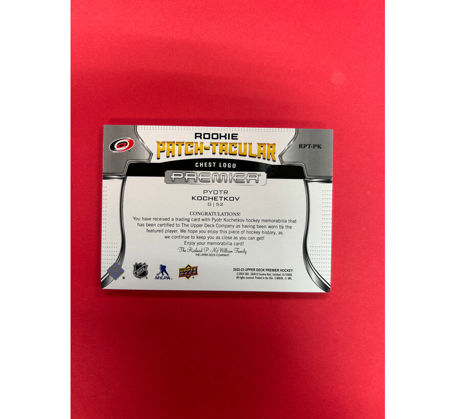 2022-23 UPPER DECK PREMIER PYOTR KOTCHETKOV ROOKIE PATCH-TACULAR /25
