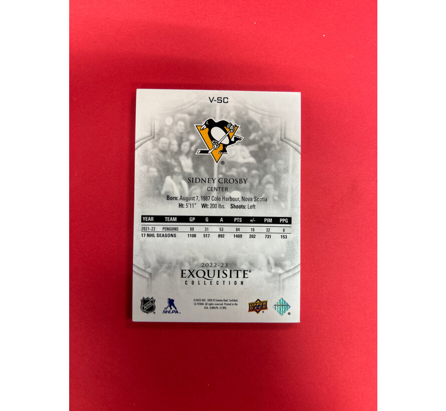 2022-23 UPPER DECK EXQUISITE COLLECTION SIDNEY CROSBY GOLD 99/99