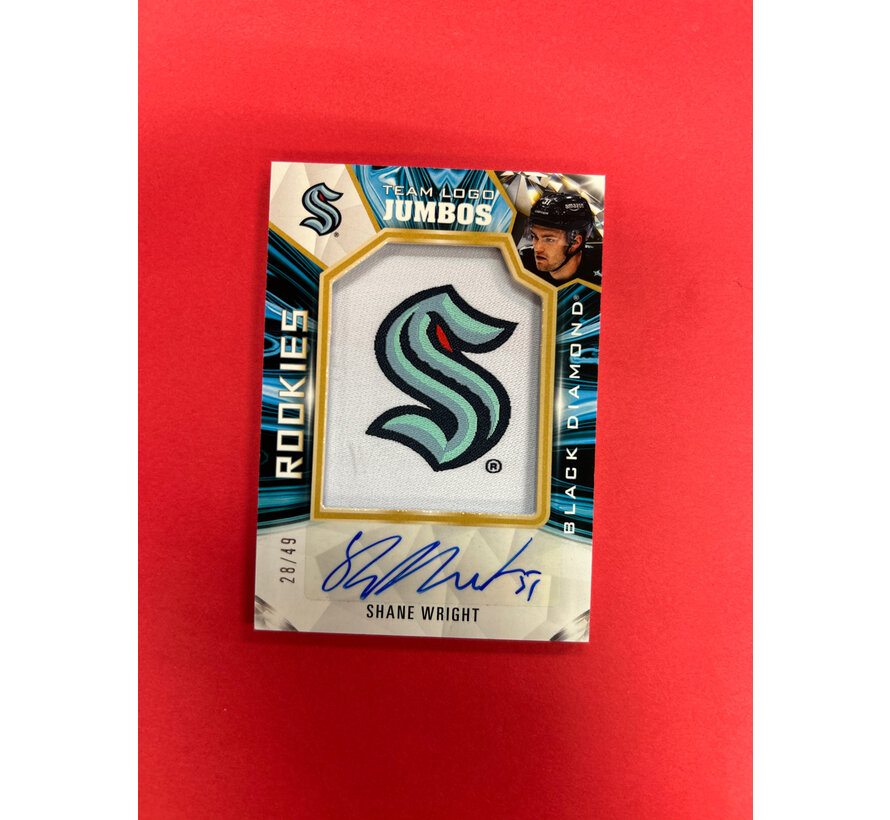 2022-23 UPPER DECK BLACK DIAMOND SHANE WRIGHT TEAM LOGO JUMBOS AUTO /49
