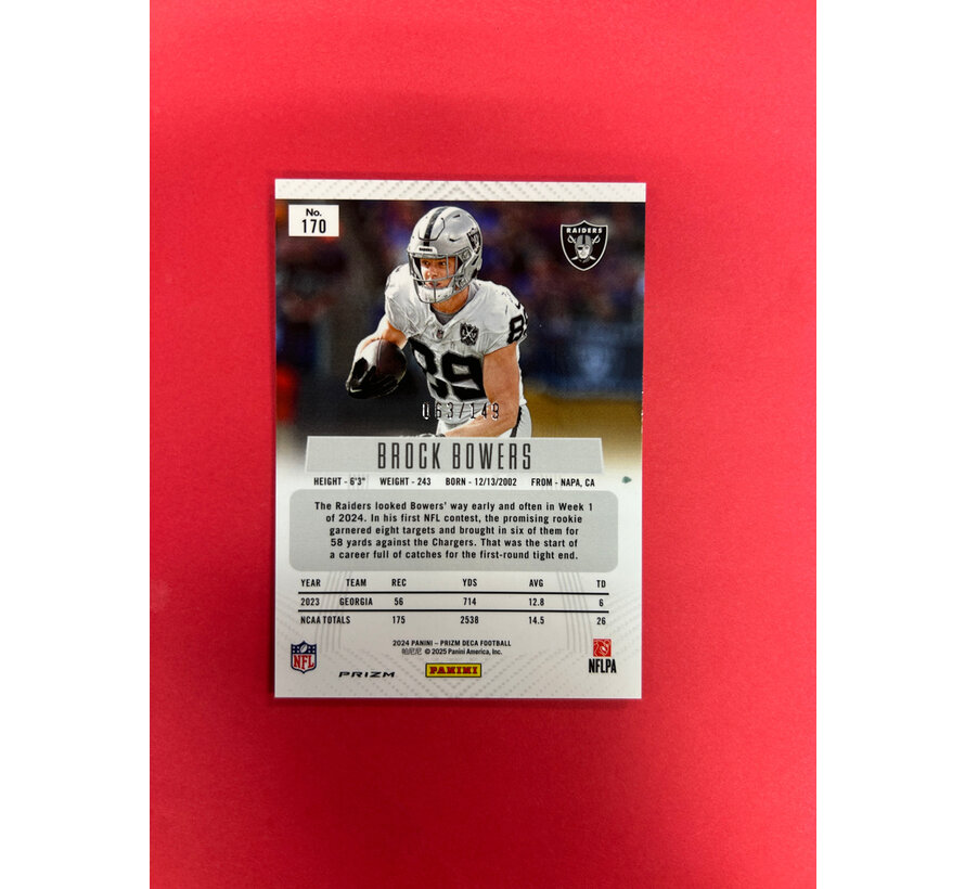 2024 PANINI PRIZM DECA BROCK BOWERS BLUE PRIZM /149