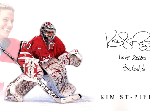 Kim St. Pierre Special Edition #'d /35 Team Canada Signed Print w/HOF 2020 & 3x Gold Inscriptions