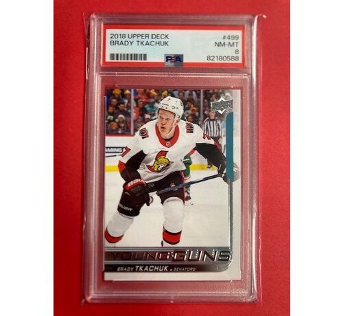UPPER DECK 2018-19 SERIES 2 YOUNG GUNS BRADY TKACHUK PSA 8 #499
