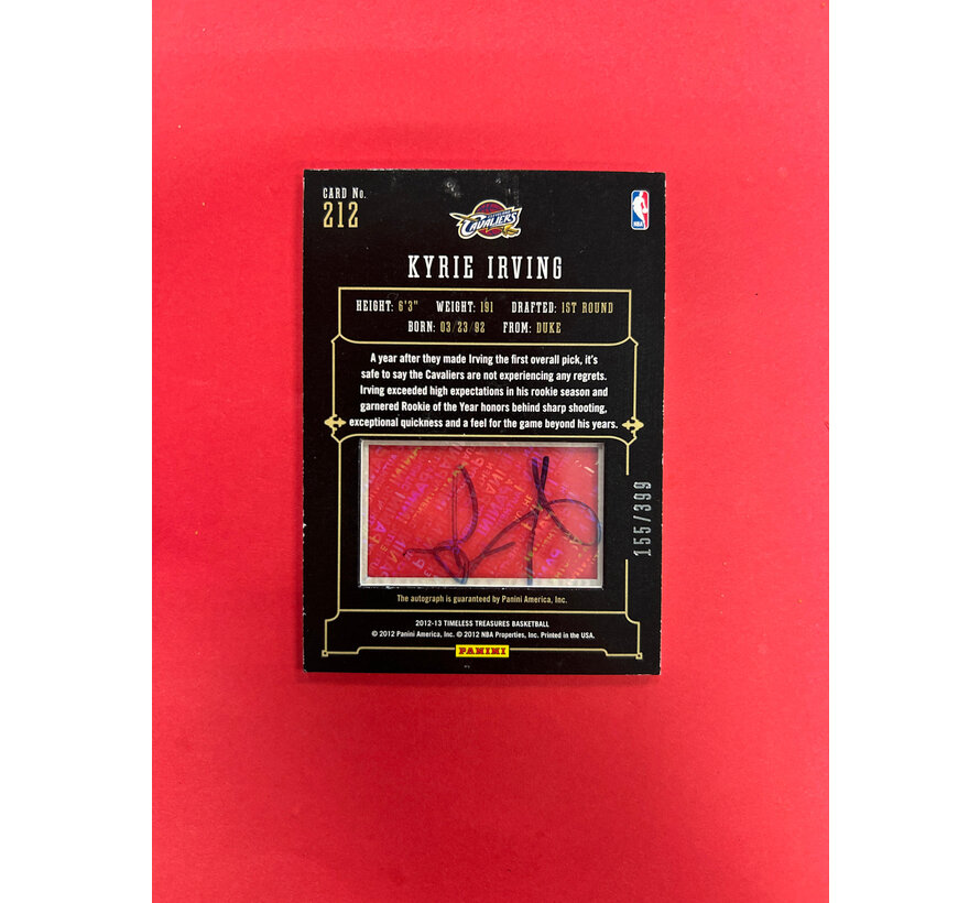2012-13 PANINI TIMELESS TREASURES KYRIE IRVING GLASS ROOKIE AUTO /399