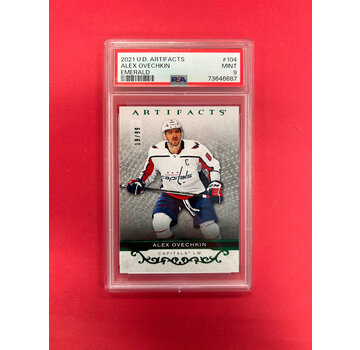 UPPER DECK 2021-22 UPPER DECK ARTIFACTS ALEX OVECHKIN EMERALD /99 PSA GRADED 9