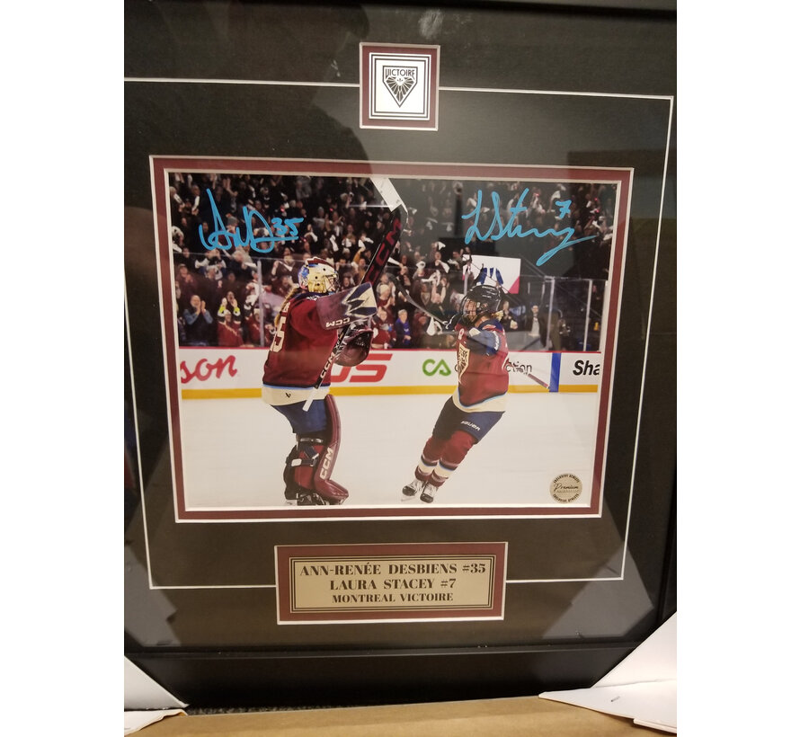 FRAMED Ann-Renee Desbiens & Laura Stacey Montreal Victoire PWHL Signed 8x10 Photograph Celebration