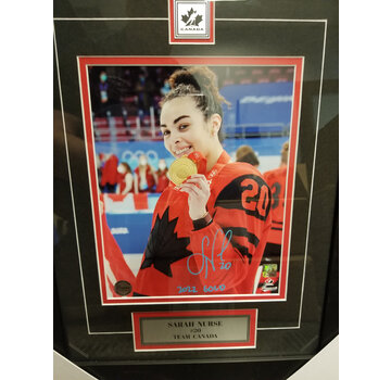 PREMIUM AUTOGRAPHS FRAMED Sarah Nurse Team Canada Signed 8x10 Photograph Gold Medal Celebration w/ 2022 Gold inscription