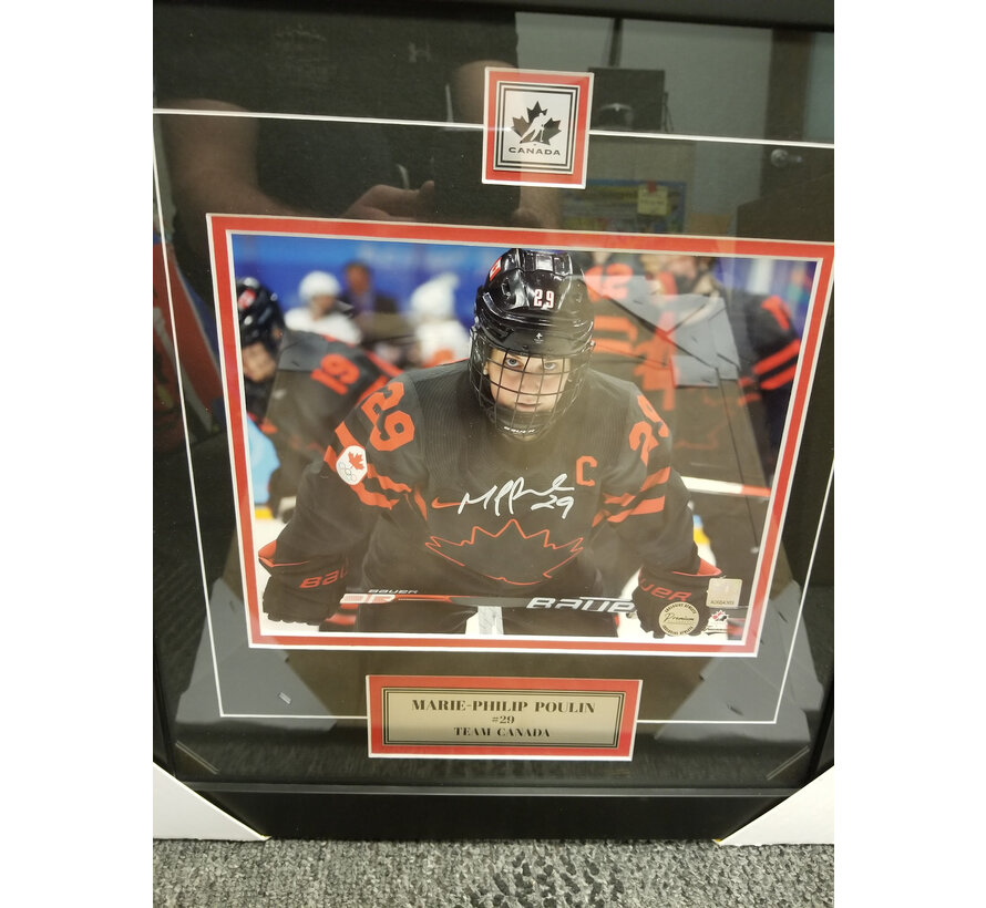 FRAMED Marie-Philip Poulin Team Canada Signed 8x10 Photograph Intence