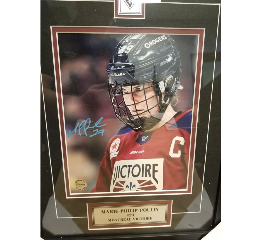 FRAMED Marie-Philip Poulin Montreal Victoire PWHL Signed 8x10 Photograph Close Up