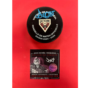 PREMIUM AUTOGRAPHS Ann-Renee Desbiens Montreal Victoire PWHL Signed Offical Game Puck W/COA