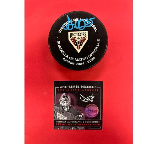 PREMIUM AUTOGRAPHS Ann-Renee Desbiens Montreal Victoire PWHL Signed Offical Game Puck W/COA