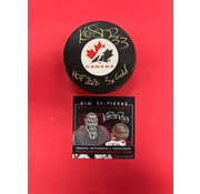 PREMIUM AUTOGRAPHS Kim St-Pierre Canada Signed Puck w/ HOF 2020 & 3x Gold Inscription W/COA