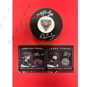 PREMIUM AUTOGRAPHS Marie-Philip Poulin & Laura Stacey Montreal Victoire PWHL Signed Puck W/COA