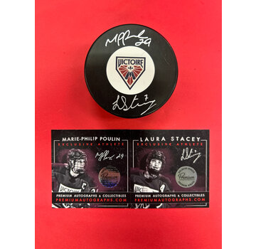 PREMIUM AUTOGRAPHS Marie-Philip Poulin & Laura Stacey Montreal Victoire PWHL Signed Puck W/COA