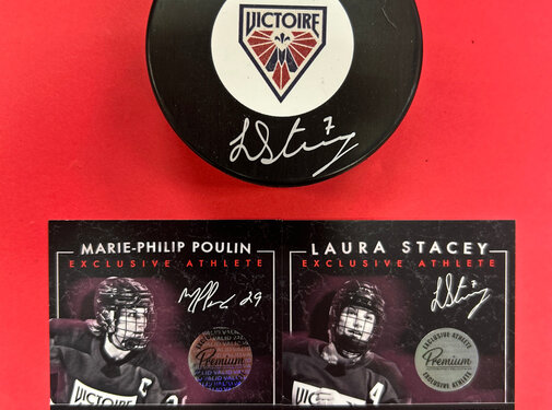Marie-Philip Poulin & Laura Stacey Montreal Victoire PWHL Signed Puck W/COA