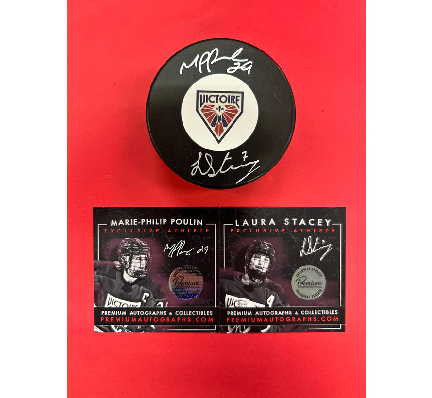 Marie-Philip Poulin & Laura Stacey Montreal Victoire PWHL Signed Puck W/COA