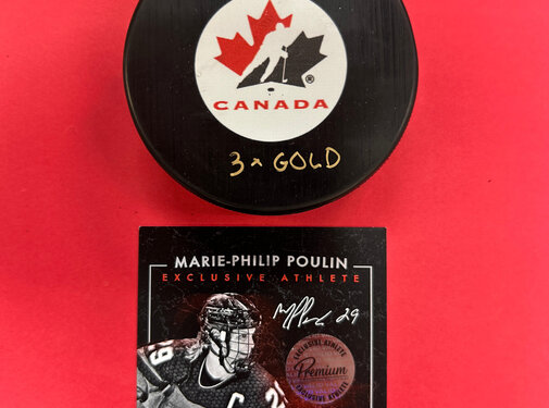 Marie-Philip Poulin Canada Signed Puck w/ 3x Gold Inscription W/COA