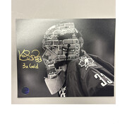 PREMIUM AUTOGRAPHS Kim St. Pierre Team Canada Signed 8x10 Photograph Close Up B/W w/ 3x Gold Inscription