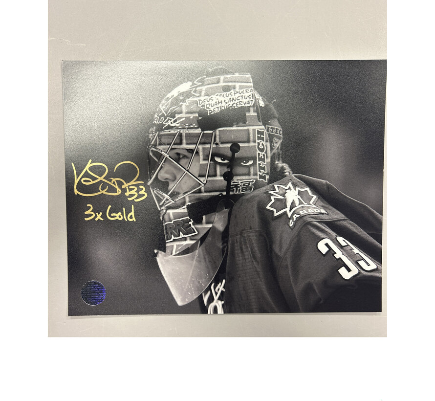 Kim St. Pierre Team Canada Signed 8x10 Photograph Close Up B/W w/ 3x Gold Inscription
