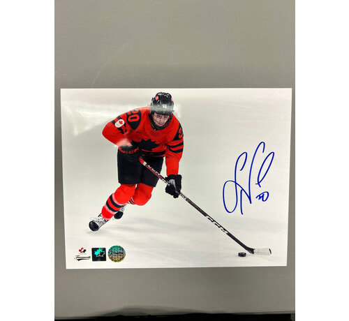 PREMIUM AUTOGRAPHS Sarah Nurse Team Canada Signed 8x10 Photograph with Puck
