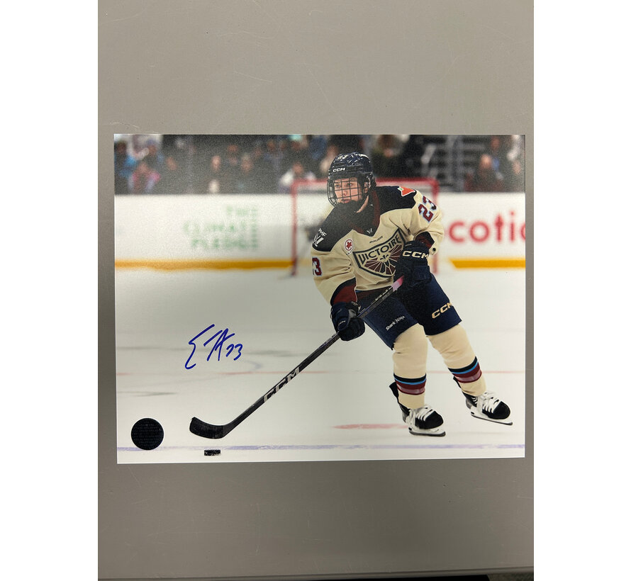 Erin Ambrose Montreal Victoire PWHL Signed 8x10 Photograph with the Puck over the Blue Line