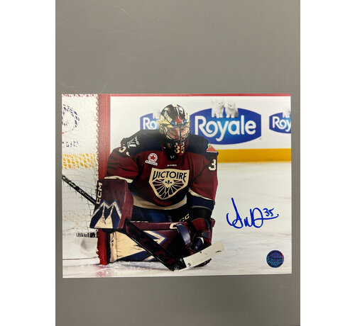 PREMIUM AUTOGRAPHS Ann-Renee Desbiens Montreal Victoire PWHL Signed 8x10 Photograph Against the Post