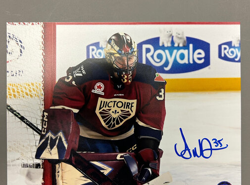 Ann-Renee Desbiens Montreal Victoire PWHL Signed 8x10 Photograph Against the Post