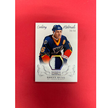 PANINI 2013-14 PANINI NATIONAL TREASURES BRETT HULL CENTURY MATERIALS /50