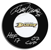Teemu Selanne Anaheim Ducks Signed Puck w/ HOF 2017 & '07 Cup Inscription