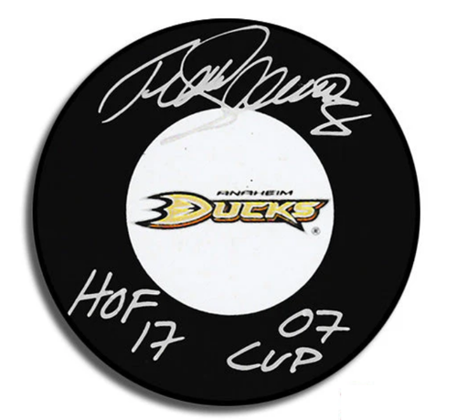 Teemu Selanne Anaheim Ducks Signed Puck w/ HOF 2017 & '07 Cup Inscription