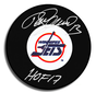 Teemu Selanne Winnipeg Jets Signed Puck w/ HOF 2017 Inscription
