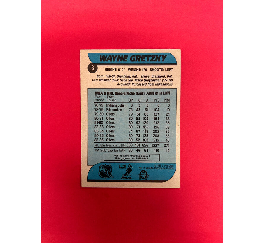 1986-87 O-PEE-CHEE WAYNE GRETZKY #3 NMNT