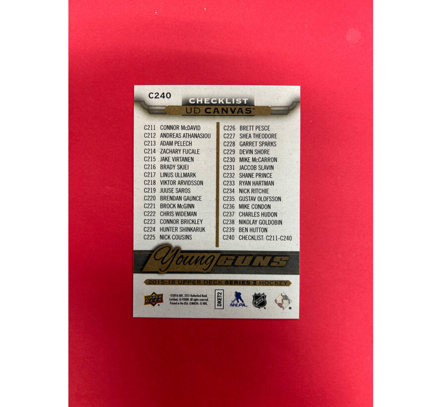 2015-16 UPPER DECK SERIES 2 MCDAVID/VIRTANEN YOUNG GUNS CANVAS CHECKLIST