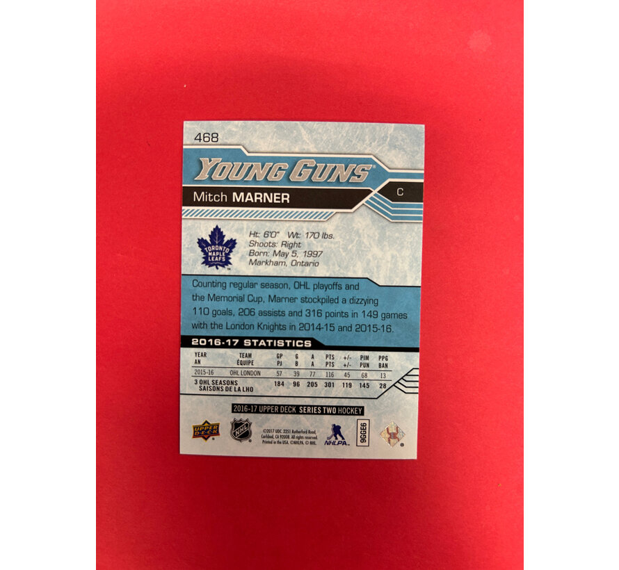 2016-17 UPPER DECK SERIES 2 MITCH MARNER YOUNG GUNS
