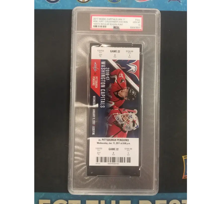 ALEX OVECHKIN 1000TH REGULAR SEASON POINT TICKET STUB PSA 10 CAPITALS 2017