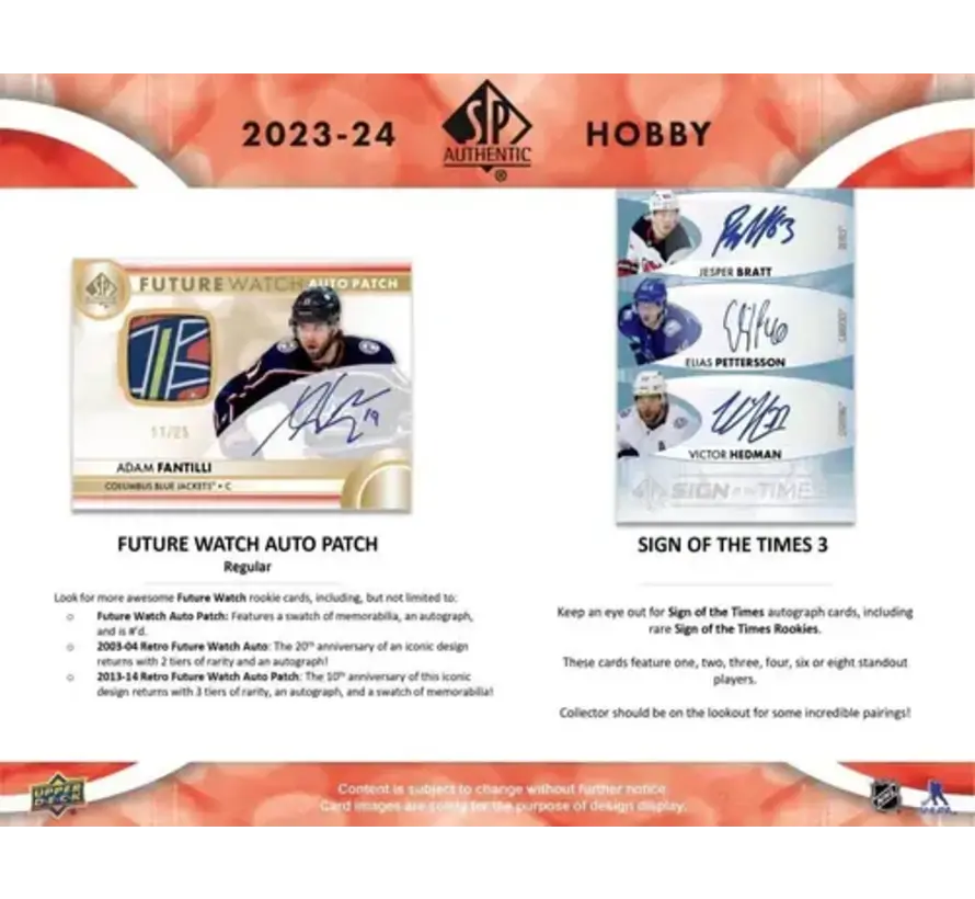2023-24 UPPER DECK SP AUTHENTIC HOCKEY HOBBY BOX