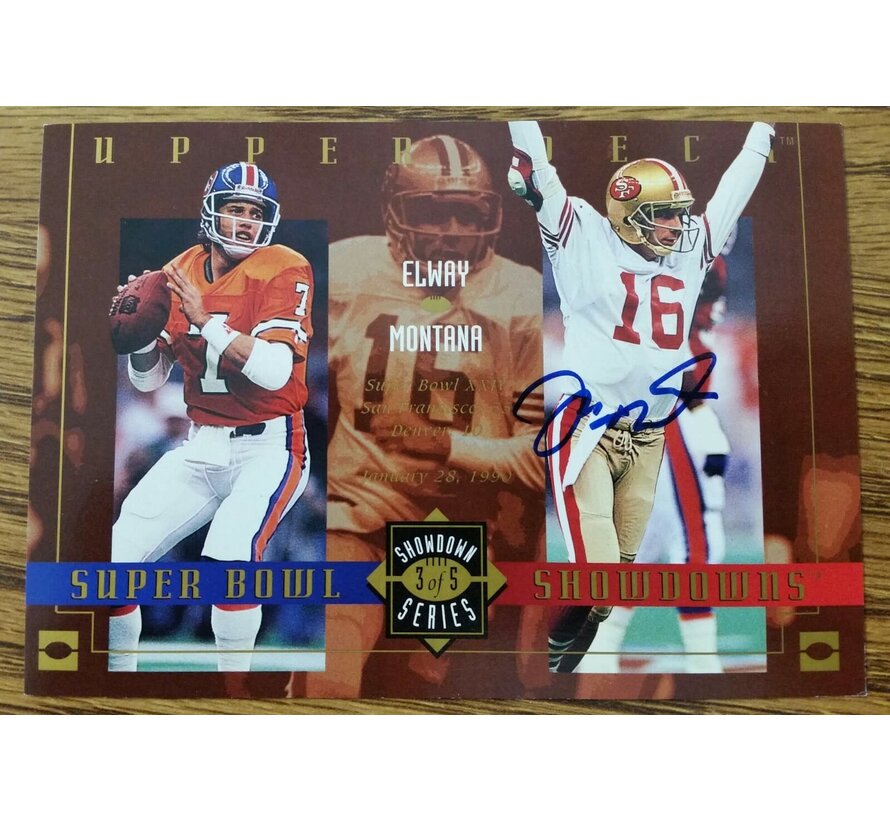 1992 UPPER DECK JOE MONTANA JOHN ELWAY AUTOGRAPH SHOWDOWN SERIES UPPER DECK COA