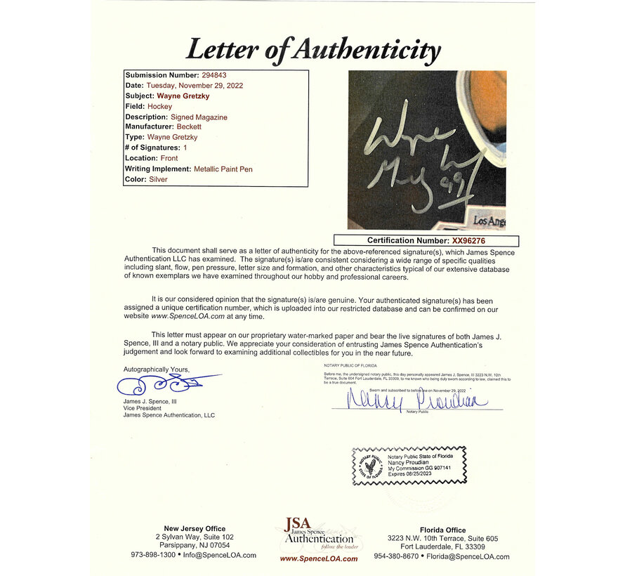 WAYNE GRETZKY AUTOGRAPHED BECKETT MAGAZINE WITH JSA L.O.A.
